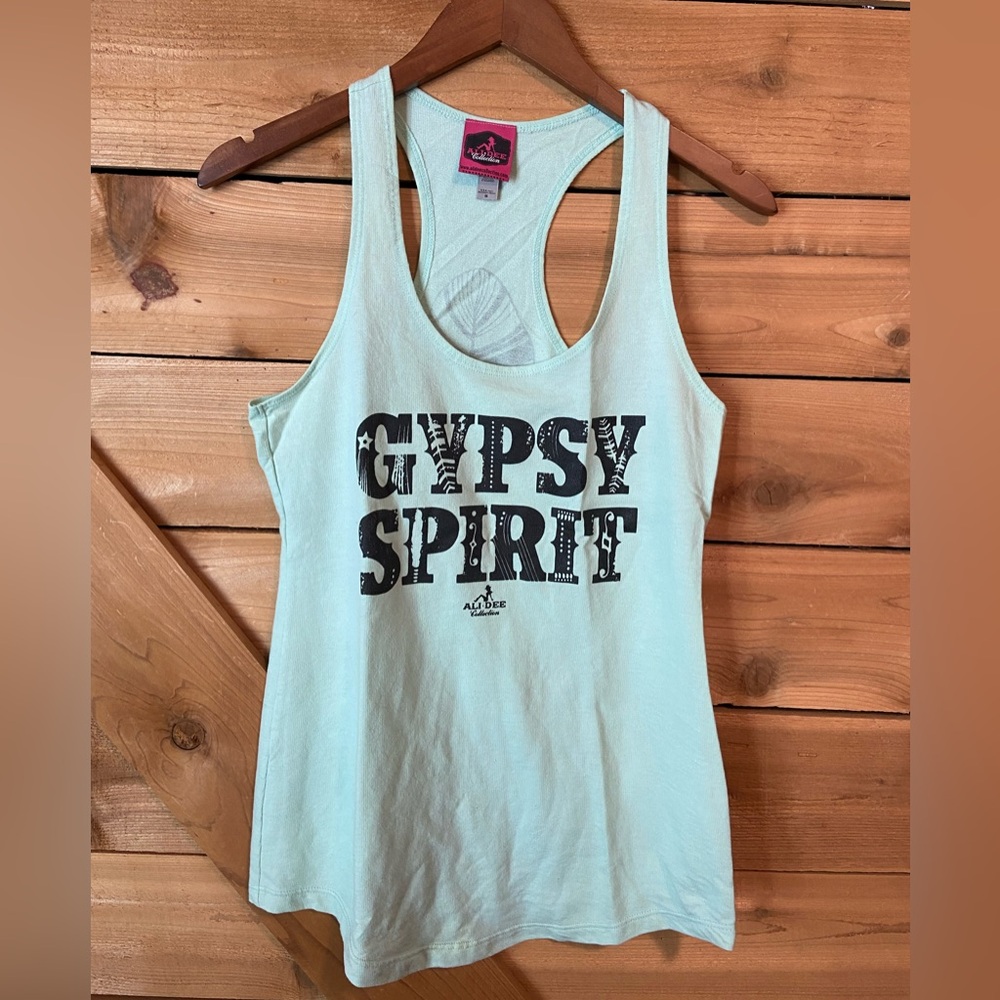 Ali Dee Mint “Gypsy Spirit” Graphic Racerback Tank Top
